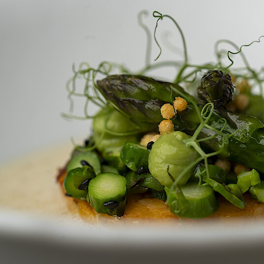The sixth course of the vegetarian Eatrenalin menu 'Green Dimensions' In the room 'Umami', we will show you the fifth dimension of Asia.